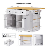 Runesay White Mdf Base with Mdf Wood Top Rolling Kitchen Island (29.52-in x 53.14-in x 36.4-in)