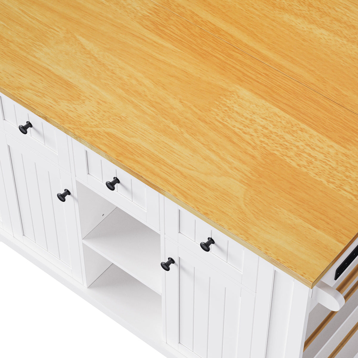 Runesay White Mdf Base with Mdf Wood Top Rolling Kitchen Island (29.52-in x 53.14-in x 36.4-in)