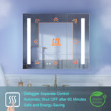 WELLFOR VICK 36-in x 30-in Lighted LED Fog Free Surface/Recessed Mount Silver Mirrored Soft Close Medicine Cabinet with Outlet