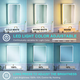 WELLFOR ELIN 24-in x 30-in Lighted LED Fog Free Surface/Recessed Mount Silver Mirrored Soft Close Medicine Cabinet with Outlet