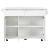 Runesay White Mdf Base with Mdf Wood Top Rolling Kitchen Island (27.56-in x 53.15-in x 36.33-in)