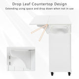 Runesay White Mdf Base with Mdf Wood Top Rolling Kitchen Island (27.56-in x 53.15-in x 36.33-in)