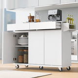 Runesay White Mdf Base with Mdf Wood Top Rolling Kitchen Island (27.56-in x 53.15-in x 36.33-in)
