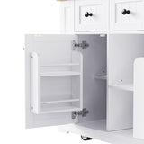 Runesay White Mdf Base with Mdf Wood Top Rolling Kitchen Island (29.52-in x 53.14-in x 36.4-in)