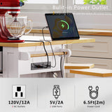 Runesay White Mdf Base with Mdf Wood Top Rolling Kitchen Island (29.52-in x 53.14-in x 36.4-in)
