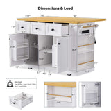 Runesay White Mdf Base with Mdf Wood Top Rolling Kitchen Island (29.52-in x 53.14-in x 36.4-in)