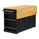 Runesay Black Mdf Base with Mdf Wood Top Rolling Kitchen Island (29.52-in x 53.14-in x 36.4-in)