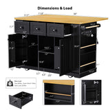 Runesay Black Mdf Base with Mdf Wood Top Rolling Kitchen Island (29.52-in x 53.14-in x 36.4-in)