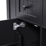 Runesay Black Mdf Base with Mdf Wood Top Rolling Kitchen Island (29.52-in x 53.14-in x 36.4-in)