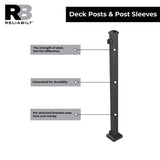 RELIABILT 2-in x 2-in x 3-1/2-ft Black Sand Steel Deck Post