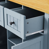 Runesay Gray Mdf Base with Mdf Wood Top Rolling Kitchen Island (29.52-in x 53.14-in x 36.4-in)