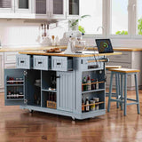 Runesay Gray Mdf Base with Mdf Wood Top Rolling Kitchen Island (29.52-in x 53.14-in x 36.4-in)