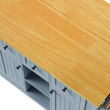 Runesay Gray Mdf Base with Mdf Wood Top Rolling Kitchen Island (29.52-in x 53.14-in x 36.4-in)
