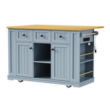 Runesay Gray Mdf Base with Mdf Wood Top Rolling Kitchen Island (29.52-in x 53.14-in x 36.4-in)