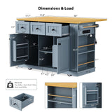 Runesay Gray Mdf Base with Mdf Wood Top Rolling Kitchen Island (29.52-in x 53.14-in x 36.4-in)