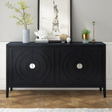 JIMSMAISON This retro sideboard has four doors with rounded lines on the doors to create a three-dimensional look, the country-style cabinet adds a warm atmosphere to your home