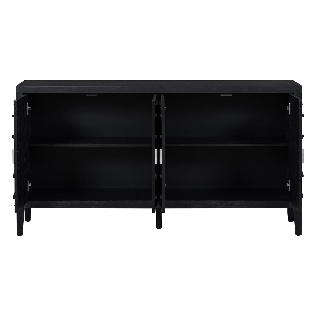 JIMSMAISON This retro sideboard has four doors with rounded lines on the doors to create a three-dimensional look, the country-style cabinet adds a warm atmosphere to your home