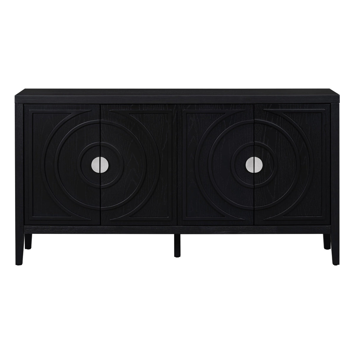 JIMSMAISON This retro sideboard has four doors with rounded lines on the doors to create a three-dimensional look, the country-style cabinet adds a warm atmosphere to your home