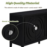 JIMSMAISON This retro sideboard has four doors with rounded lines on the doors to create a three-dimensional look, the country-style cabinet adds a warm atmosphere to your home