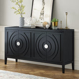JIMSMAISON This retro sideboard has four doors with rounded lines on the doors to create a three-dimensional look, the country-style cabinet adds a warm atmosphere to your home