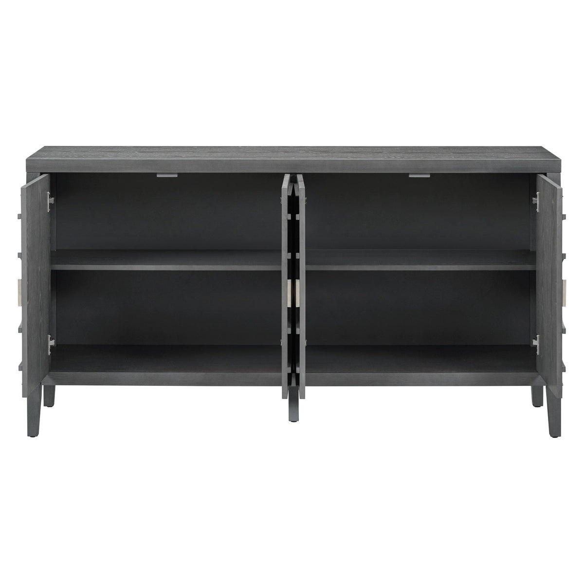 JIMSMAISON This retro sideboard has four doors with rounded lines on the doors to create a three-dimensional look, the country-style cabinet adds a warm atmosphere to your home