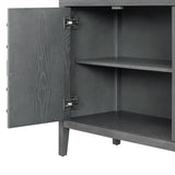 JIMSMAISON This retro sideboard has four doors with rounded lines on the doors to create a three-dimensional look, the country-style cabinet adds a warm atmosphere to your home