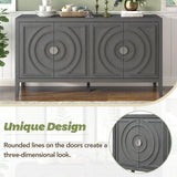 JIMSMAISON This retro sideboard has four doors with rounded lines on the doors to create a three-dimensional look, the country-style cabinet adds a warm atmosphere to your home