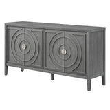 JIMSMAISON This retro sideboard has four doors with rounded lines on the doors to create a three-dimensional look, the country-style cabinet adds a warm atmosphere to your home