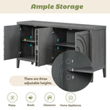 JIMSMAISON This retro sideboard has four doors with rounded lines on the doors to create a three-dimensional look, the country-style cabinet adds a warm atmosphere to your home