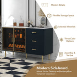 JIMSMAISON The amber-yellow glass doors and marble sticker tabletop are elegant and understated, and the gold metal legs reflect the texture, the design of this cabinet combines the features of modern simplicity and light luxury