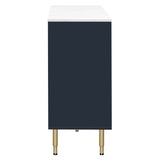JIMSMAISON The amber-yellow glass doors and marble sticker tabletop are elegant and understated, and the gold metal legs reflect the texture, the design of this cabinet combines the features of modern simplicity and light luxury