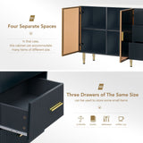 JIMSMAISON The amber-yellow glass doors and marble sticker tabletop are elegant and understated, and the gold metal legs reflect the texture, the design of this cabinet combines the features of modern simplicity and light luxury