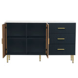 JIMSMAISON The amber-yellow glass doors and marble sticker tabletop are elegant and understated, and the gold metal legs reflect the texture, the design of this cabinet combines the features of modern simplicity and light luxury
