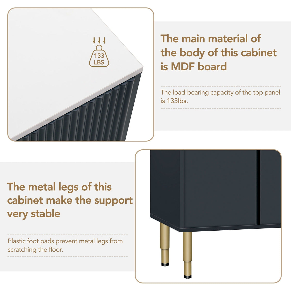 JIMSMAISON The amber-yellow glass doors and marble sticker tabletop are elegant and understated, and the gold metal legs reflect the texture, the design of this cabinet combines the features of modern simplicity and light luxury