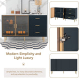 JIMSMAISON The amber-yellow glass doors and marble sticker tabletop are elegant and understated, and the gold metal legs reflect the texture, the design of this cabinet combines the features of modern simplicity and light luxury