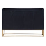 JIMSMAISON This sideboard buffet cabinet features a black cabinet body with gold metal legs, compact look is very suitable for small space.