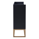 JIMSMAISON This sideboard buffet cabinet features a black cabinet body with gold metal legs, compact look is very suitable for small space.