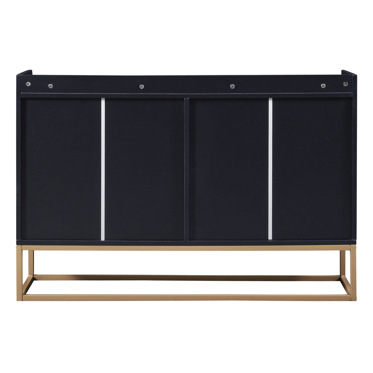 JIMSMAISON This sideboard buffet cabinet features a black cabinet body with gold metal legs, compact look is very suitable for small space.