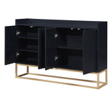 JIMSMAISON This sideboard buffet cabinet features a black cabinet body with gold metal legs, compact look is very suitable for small space.