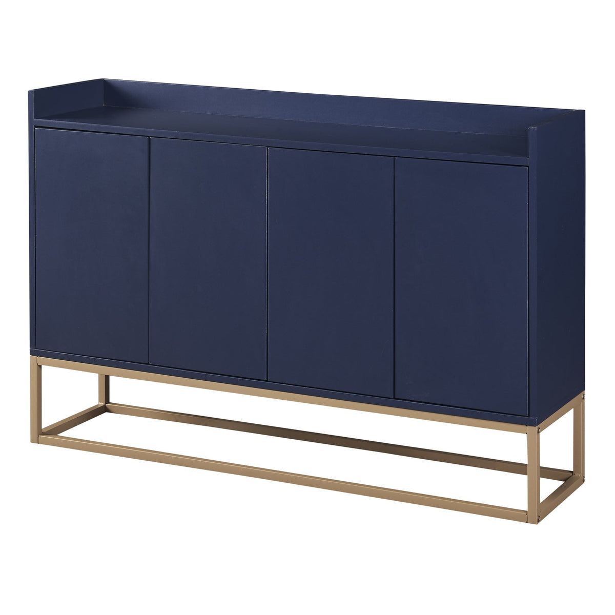 JIMSMAISON This sideboard buffet cabinet features a navy cabinet body with gold metal legs, compact look is very suitable for small space