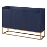JIMSMAISON This sideboard buffet cabinet features a navy cabinet body with gold metal legs, compact look is very suitable for small space