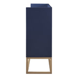JIMSMAISON This sideboard buffet cabinet features a navy cabinet body with gold metal legs, compact look is very suitable for small space