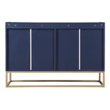 JIMSMAISON This sideboard buffet cabinet features a navy cabinet body with gold metal legs, compact look is very suitable for small space