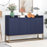 JIMSMAISON This sideboard buffet cabinet features a navy cabinet body with gold metal legs, compact look is very suitable for small space