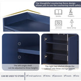 JIMSMAISON This sideboard buffet cabinet features a navy cabinet body with gold metal legs, compact look is very suitable for small space