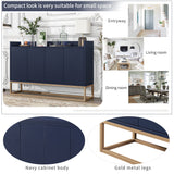 JIMSMAISON This sideboard buffet cabinet features a navy cabinet body with gold metal legs, compact look is very suitable for small space