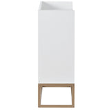 JIMSMAISON This sideboard buffet cabinet features a white cabinet body with gold metal legs, compact look is very suitable for small spaces