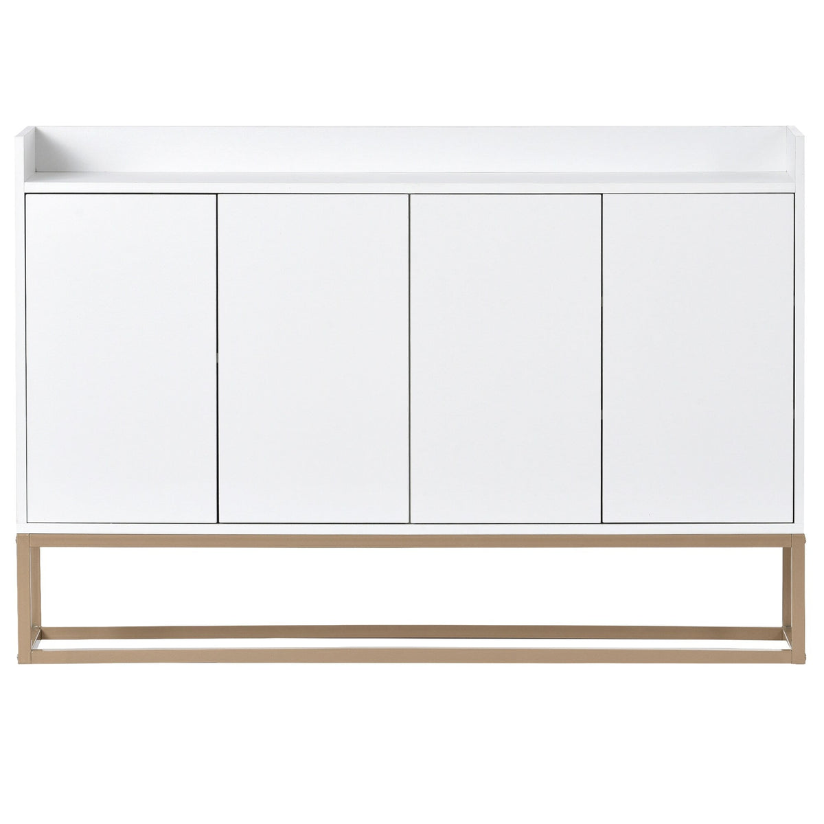 JIMSMAISON This sideboard buffet cabinet features a white cabinet body with gold metal legs, compact look is very suitable for small spaces