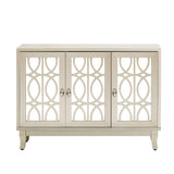 JIMSMAISON Retro yet classic mirrored sideboard, the farmhouse-style cabinet is matched with a drop-shaped silver metal handle, which perfectly integrates modern elements