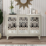 JIMSMAISON Retro yet classic mirrored sideboard, the farmhouse-style cabinet is matched with a drop-shaped silver metal handle, which perfectly integrates modern elements